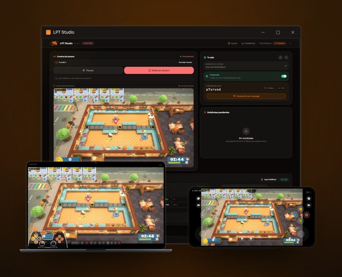Let's Play Together landing page running on desktop, tablet and phone